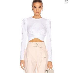 A.L.C Mandy Twisted Long-sleeve Crop Tee In White